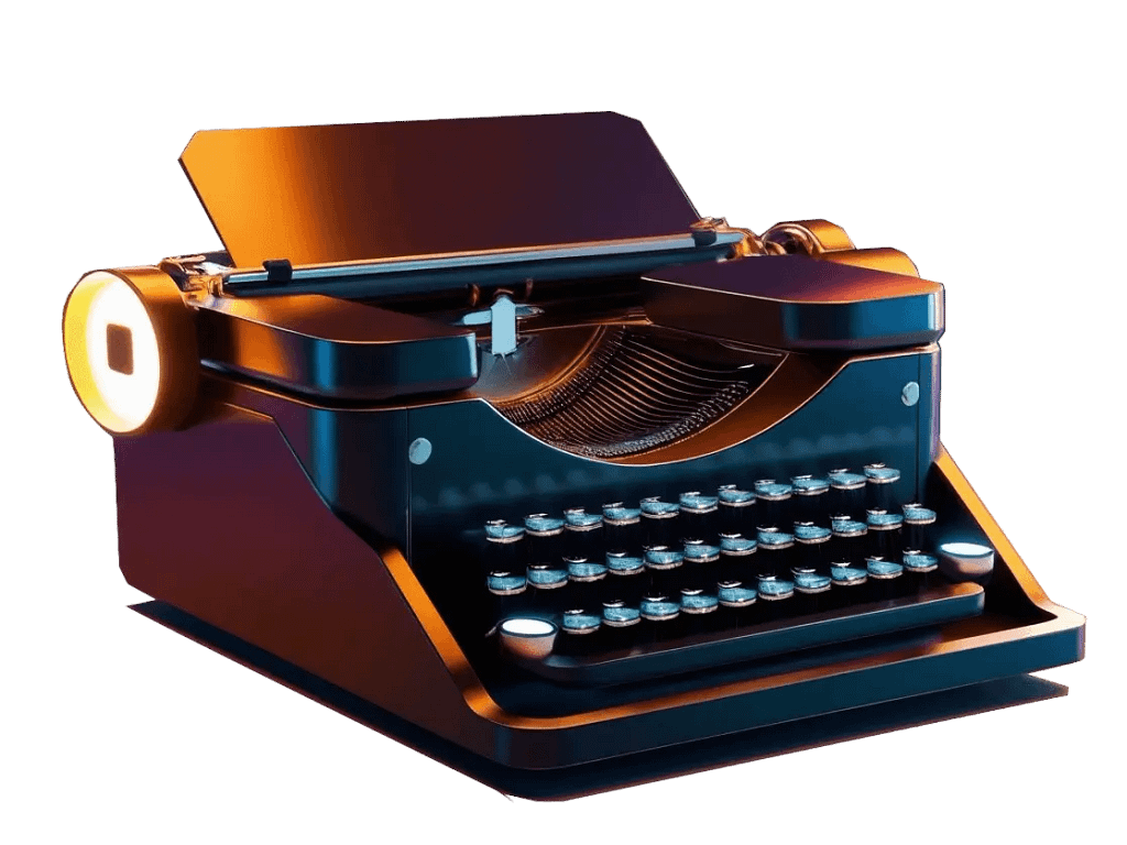 A futuristic typewriter that we totally use for our blockchain marketing.