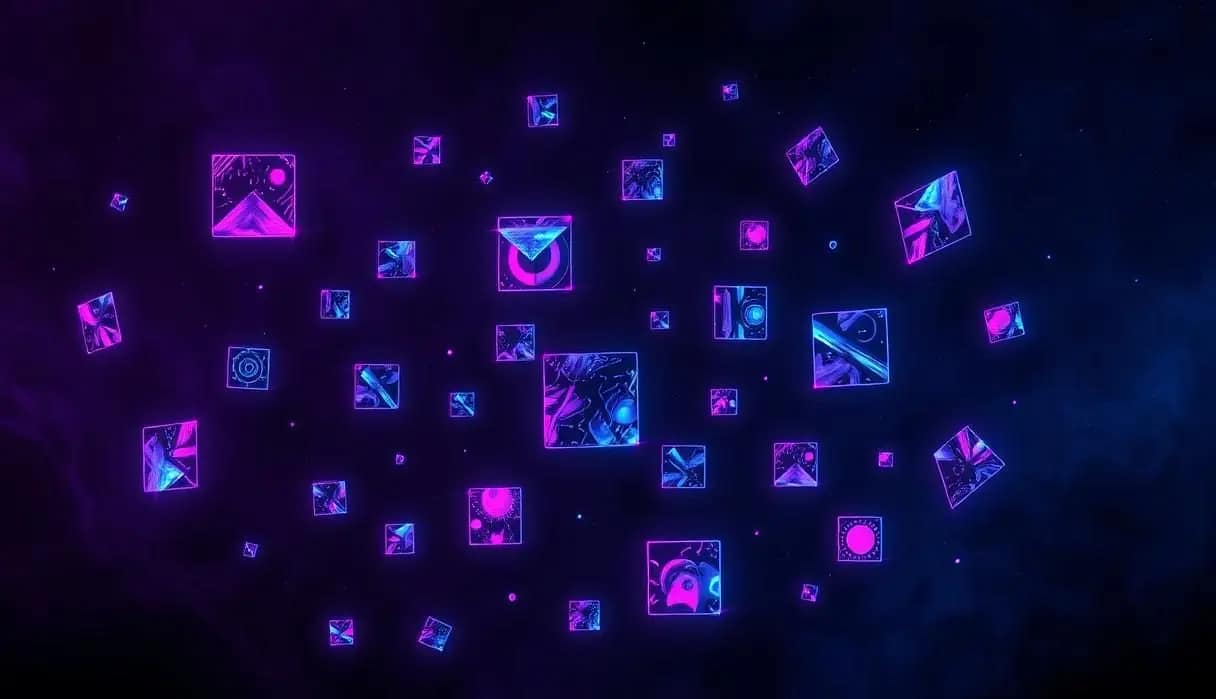 A bunch of purple blocks against a dark background